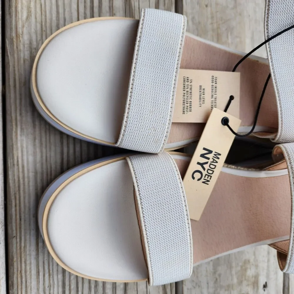 NWOT Madden NYC Women’s Talla Natural Wedge Strappy Sandals, Size 11